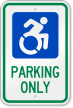 Parking Only Sign With Modified ISA Symbol