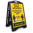 Maintain Social Distancing At Least 6 Feet Sidewalk Sign