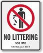 No Littering New Mexico Law Sign