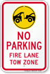 No Parking, Fire Lane, Tow Zone Sign