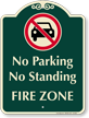 No Parking Or Standing, Fire Zone Sign