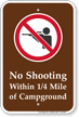 No Shooting Campground Sign