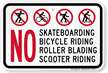 Skateboarding Bicycle Roller Blading Sign
