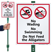 No Wading, Swimming or Feeding Alligators Lawnboss Sign