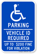 Parking Vehicle ID Required Handicapped Sign