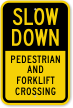 Pedestrian And Forklift Crossing Slow Down Sign