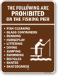 Pier Prohibited List Sign