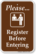 Please Register Before Entering Campground Rules Sign