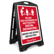 We Ask Customers To Practice Social Distancing BigBoss A Frame Portable Sidewalk Sign