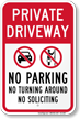 Private Driveway, No Parking Sign