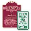 Private Property Resident Parking Violators Towed Sign