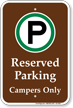 Reserved Parking Campers Only Campground Sign
