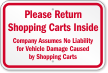Please Return Shopping Carts Inside Sign