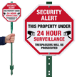 Security Alert 24 Hour Surveillance LawnBoss Sign
