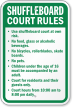 Shuffleboard Court Rules No Food, Beverages Sign