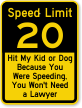 Humorous Speed Limit 20 Sign
