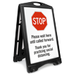 Stop Please Wait Here Until Called Forward Sidewalk Sign