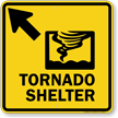 Tornado Shelter Upper Left Arrow Sign