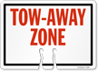 TOW AWAY ZONE Cone Top Warning Sign