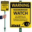 Warning Neighbors Are Watching LawnBoss Sign