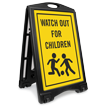 Watch Out For Children Portable Sidewalk Sign Kit