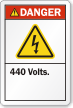 440 Volts ANSI Danger Label