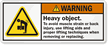 ANSI Lifting Instructions Warning Label