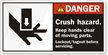 Crush Hazard Keep Hands Clear Lockout/Tagout Label