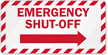 Emergency Shut-Off Sprinkler Label with Right Arrow