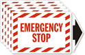 Emergency Stop With Arrow Laminated Vinyl Labels