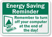 Energy Saving Reminder Label