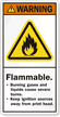 Flammable Burning Gases Liquids Cause Burns Label