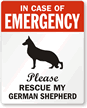 In Case Emergency, Rescue My German Shepherd Label