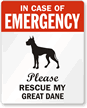 In Case Emergency, Rescue My Great Dane Label