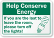 Help Conserve Energy Turn Off The Lights Label