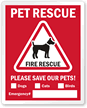 Fire Rescue Save Pets Window Decal