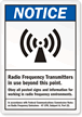 Radio Frequency Transmitters In Use Label