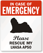 Emergency Pet Rescue Label - Lhasa Apso