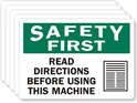 Safety First Read Directions Before Using Label
