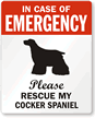 In Case Emergency, Rescue My Cocker Spaniel Label