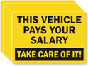 Vehicle Pays Salary Take Care Label