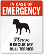 In Case Emergency, Rescue My Bull Terrier Label