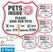 Alert Pets Inside Please Save Our Pets Shield Label Set