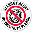 Allergy Alert No Tree Nuts Please Door Decal