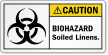 Biohazard Soiled Linens ANSI Caution Label