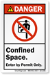 Confined Space Enter By Permit ANSI Danger Label
