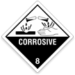 Corrosive Paper DOT HazMat Label (with 8 Graphic)