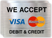 We Accept Debit And Credit Label