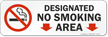Designated No Smoking Area Down Arrows Symbol label
