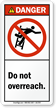 Do Not Overreach ANSI Danger Ladder Label